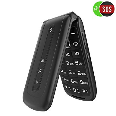 Ushining 3G Cell Phone 2.4 SOS Setting Button on The Back,Quick Dial Key Easy-to-use (Black)