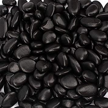 18 Pounds Decorative Pebbles Small Black Stones Aquarium Gravel River Rock, Natural Polished Decorative Gravel,Garden Ornamental Pebbles Rocks,Black Decorative Stones,Black Pebbles, Decor (Black)