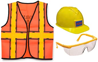 Nikki's Knick Knacks Construction Worker Role Play Dress Up Set- Construction Vest, Helmet, and Safety Glasses