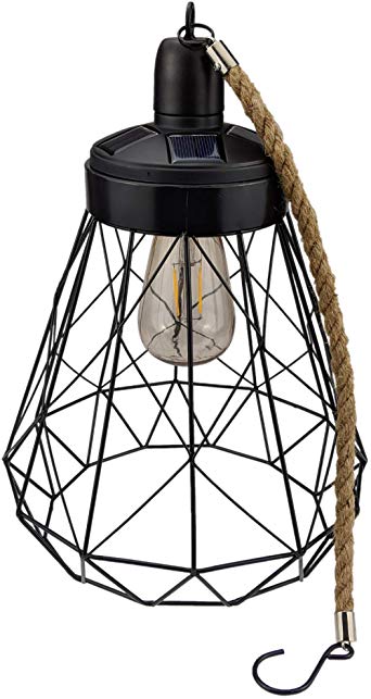 Yard Island Solar LED Edison Bulb Large Hanging Cage Lantern (Style 1)