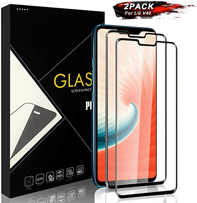 [2 Pack] Yersan Screen Protector for LG V40/V50 ThinQ [Full Coverage] [9H Hardness] [Anti-Scratch] [Bubble-Free] Protective Film HD Clear Tempered Glass Screen Protector for LG V40/V50 ThinQ