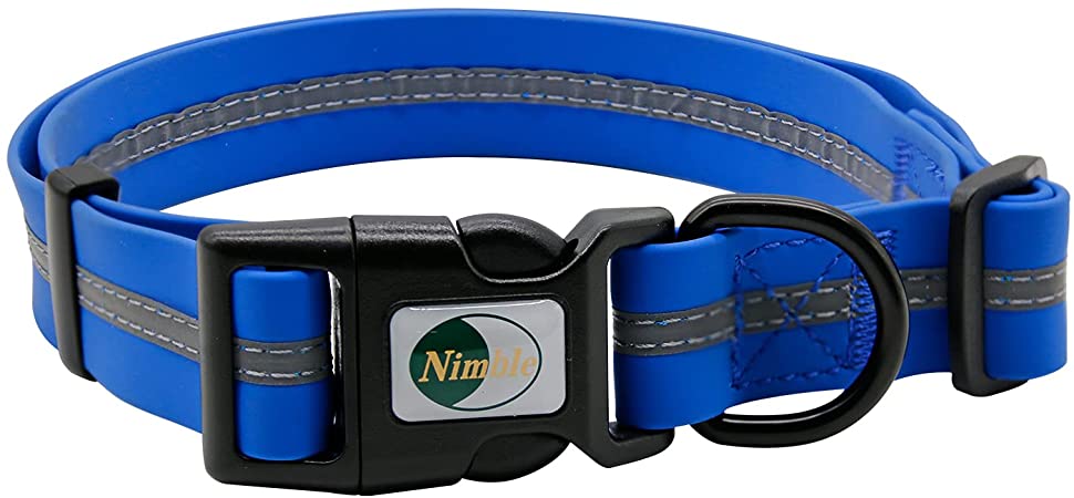 NIMBLE Dog Collar Waterproof Pet Collars Anti-Odor, Adjustable, Reflective, Durable PVC Coated Nylon Basic Dog Collars 9 Colors in Size S/M/L