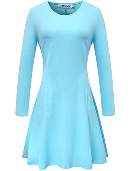Aphratti Women's Long Sleeve Casual Slim Fit Crew Neck Dress
