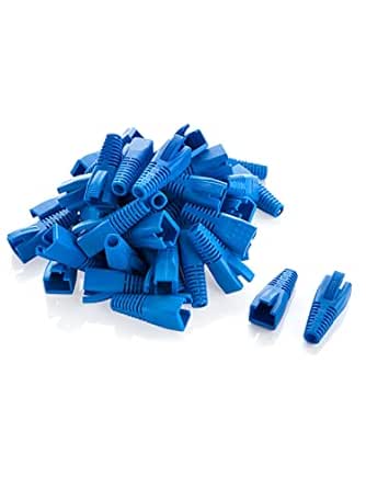 CableCreation RJ45 Ethernet Network Cable Strain Relief Boot 50-Pack Fits CAT5 CAT5E CAT6 CAT6A, RJ45 Coded Cable Connector Plug Cover for Various Diameter LAN Cable, Blue