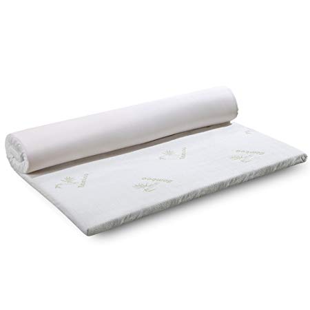 LANGRIA Gel-Infused Memory Foam Mattress Topper (2 inch Queen 42D with Cover)