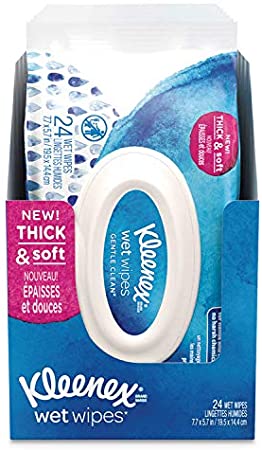 KIMBERLY CLARK Wet Wipes Gentle Clean for Hands and FACE, 1-PLY, 24 Towels/Pack, 14 Pack/Carton