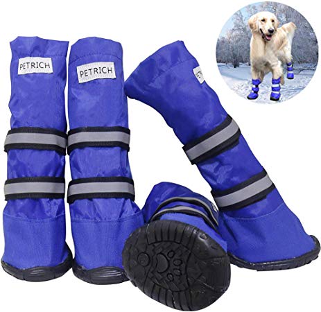 URBEST Dog Shoes, Waterproof Dog Boots, Warm Lining Nonslip Rubber Sole for Snow Winter, Only for Medium and Large Dogs, 2 Pairs