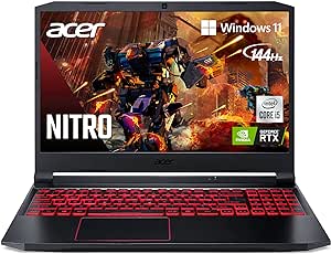 Acer Nitro 5 AN515-55-53E5 Gaming Laptop | Intel Core i5-10300H | NVIDIA GeForce RTX 3050 GPU | 15.6in FHD 144Hz IPS Display | 8GB DDR4 | 256GB NVMe SSD | Intel Wi-Fi 6 | Backlit Keyboard