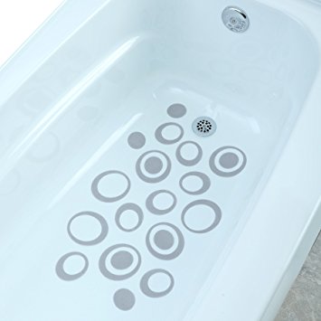 SlipX Solutions Adhesive Oval Safety Treads Add Non-Slip Traction to Tubs, Showers & Other Slippery Spots - Design Your Own Pattern! (21 Count, Reliable Grip, Gray)