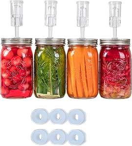 Jillmo Mason Jar Fermentation Kit with Silicone grommet for airlock