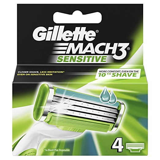 Gillette Mach 3 Sensitive Razor Blades - (Pack of 4)