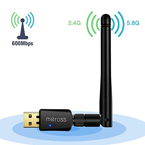 Meross Wireless USB WiFi Adapter, 600M Dual Band (2.4G/150Mbps 5G/433Mbps), USB WiFi Network Dongle Adapter, Support Windows XP/Vista/7/8/8.1/10, MAC OS (New - 3.9 x 3.5 x 0.6 inch)