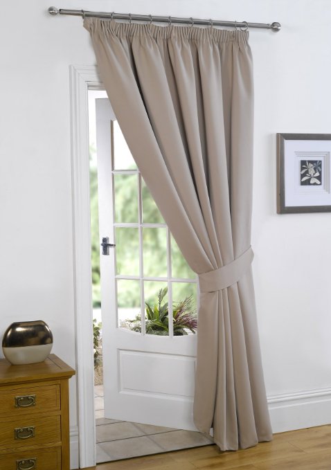 BEIGE 66" Width x 84" Drop , Supersoft Thermal BLACKOUT DOOR CURTAIN, 'Winter Warm but Summer Cool' by VICEROY BEDDING