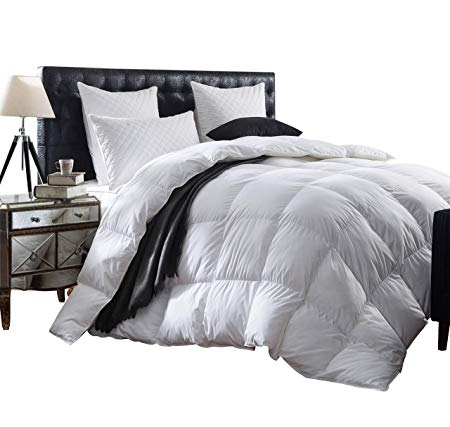 LUXURIOUS 1200 Thread Count GOOSE DOWN Comforter, California King Size, 1200TC - 100% Egyptian Cotton Cover, 750 Fill Power, 50 Oz Fill Weight, White Color