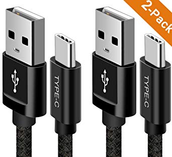 ALCLAP USB Type C Cable, [2-Pack/6.6ft] USB C to USB A Fast Charger Nylon Braided Sync Cord Compatible Samsung Galaxy S9 S8 Plus, Note 8/9, LG V20 G5, Pixel, Nexus 5X, Moto Z Z2, USB C Devices(Black)