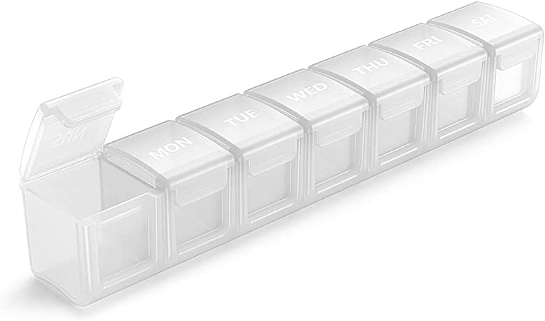 TookMag Extra Large Weekly Pill Organizer, XL Daily Pill Cases 7 Day Pill Box, Oversize Daily Medicine Organizer for Pills / Vitamin / Fish Oil / Supplements (White)