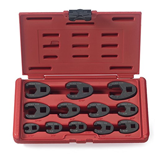 Neiko 03323A 3/8-inch and 1/2-inch drive SAE Crowfoot Wrench set, CR-MO, | 12 piece set