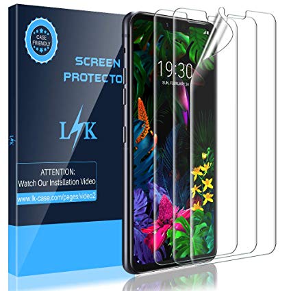 [3 Pack] L K Screen Protector for LG G8 ThinQ, [Self Healing] [Full Coverage] HD Effect Flexible Film, Lifetime Replacement Warranty