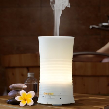 Aromatherapy Essential Oil Diffuser Oak Leaf 100ml Ultrasonic Mini Cool Mist Aroma Air Humidifier with Soothing Color LED Lights Changing and Waterless
