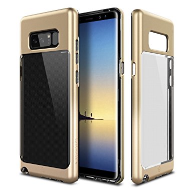 Galaxy Note 8 Case Patchworks Contour Series in Gold - Transparent Back and Clear Dual Hybrid Slim Protection Cover Case