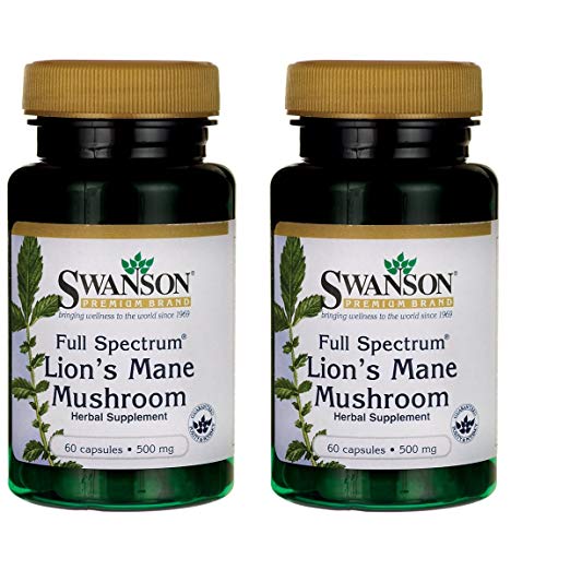Swanson Lion's Mane Mushroom 500 mg 60 Caps 2 Pack
