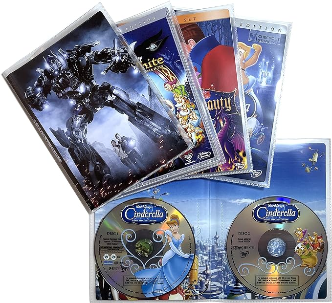 CheckOutStore 2 Disc DVD Storage CPP Sleeves: Space-Saving, Full DVD Cover Artwork Display & Booklet, Scratch & Dust Protection, Premium Quality (Pack of 100)