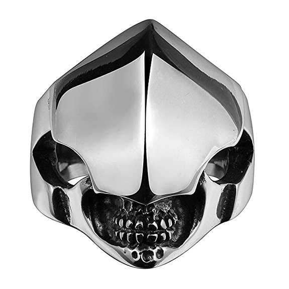 TRUSUPER Jewelry Mens Titanium Steel Alien Ring, Size 10