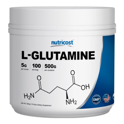 Nutricost L-Glutamine Powder 500 G - Pure L Glutamine - 5000mg per Serving - 11 Pounds - 100 Servings