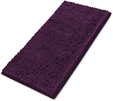 MAYSHINE 24x39 Inches Non-Slip Bathroom Rug Shag Shower Mat Machine-Washable Bath Mats with Water Absorbent Soft Microfibers of - Plum