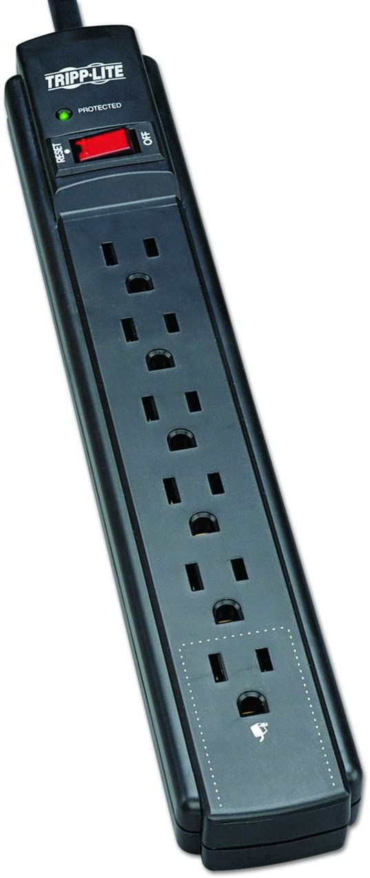 Tripp Lite 6 Outlet Surge Protector Power Strip, 6ft Cord, 790 Joules, Black, & $20,000 INSURANCE (TLP606B)