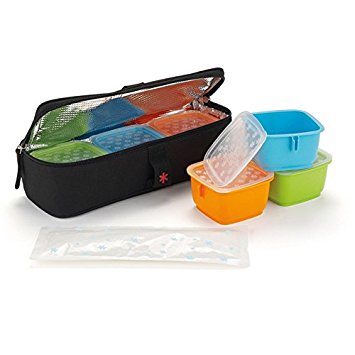 Skip Hop Baby Insulated 14-piece Bento Clix Mealtime Travel Kit, 3 Microwaveable Containers, Black