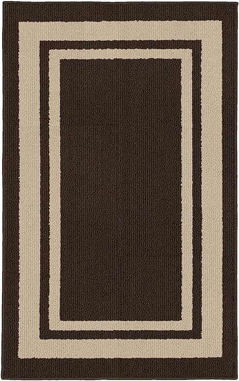 Garland Rug Borderline 24" x 60" Indoor/Outdoor Runner, Rectangle, Mocha/Tan