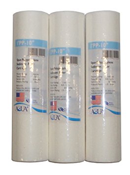 Set of 3 Universal 1 Micron 10"x2.5" Sediment filter cartridge for Reverse Osmosis, Whole House & Water Filters