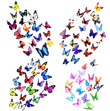 Wall Decal Butterfly, 80 PCS Wall Sticker Decals, 3D Butterfly Stickers for Room Home Nursery Decor