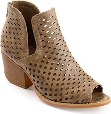 Journee Collection Womens Perforated Side-Slit Open-Toe Booties