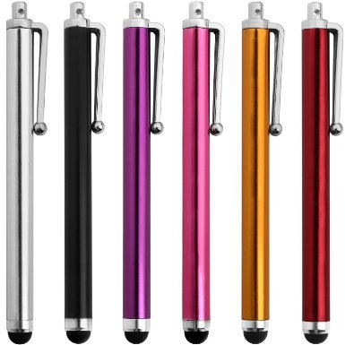 Stylus Pens for Touch Screens 6 X Dealgadgets Universal Stylus Pen for iPhone 66 Plus 55SiPad AiriPad MiniAndroid Smart Phone and All Touch screen Devices Black Purple Red Silver Gold and Pink