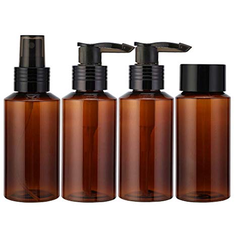 4Pack Amber Spray Bottles,Leakproof Portable RefillableTravel Bottle Set, Portable Trigger Pump Cleaning Resolution Fine Mist Sprayer, Great for Cleaning Solutions, Liquid, Hair, Essential Oils, Plant