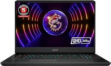 MSI Vector GP77 Laptop: Intel Core i9-13900H, GeForce RTX 4070, 17.3" QHD 240Hz 3ms, 32GB DDR5, 1TB NVMe SSD, USB 3.2 Gen2 Type C w/DP, Vapor Chamber Cooler, Win 11 Pro: Cosmo Gray 13VG-096US