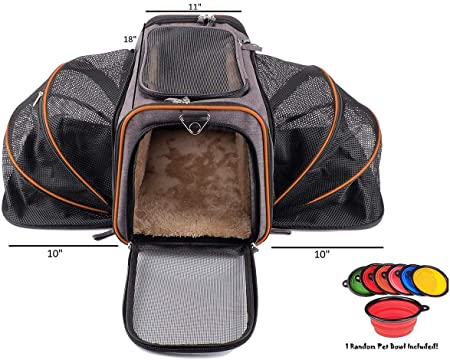 Petpeppy.com The Original Airline Approved Expandable Pet Carrier By Pet Peppy- TWO SIDE Expansion, Designed For Cats, Dogs, Kittens,Puppies - Extra Spacious Soft Sided Carrier! (Black)