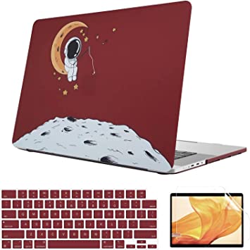AOGGY Compatible with MacBook Pro 14 Inch Case 2021 Release A2442 with M1 Pro/Max Chip and Touch ID,Laptop Plastic Hard Shell Case & Keyboard Cover & Screen Cover for MacBook Pro 14 Inch，Wine red E