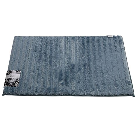 Hiwel Tufted Microfiber Bathroom Rug, 20 by 34 Inch, with Memory Foam Interior, Absorbant & Comfortable, Multi-functional Household Complement, Basin Blue