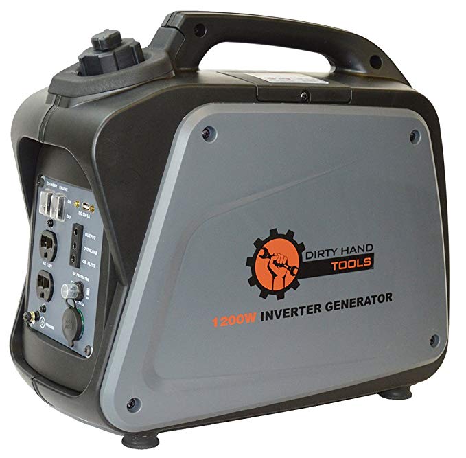 Dirty Hand Tools 104610 1200W Inverter Generator - Gas Powered, 120V Outlets x2, USB x1, DC x1