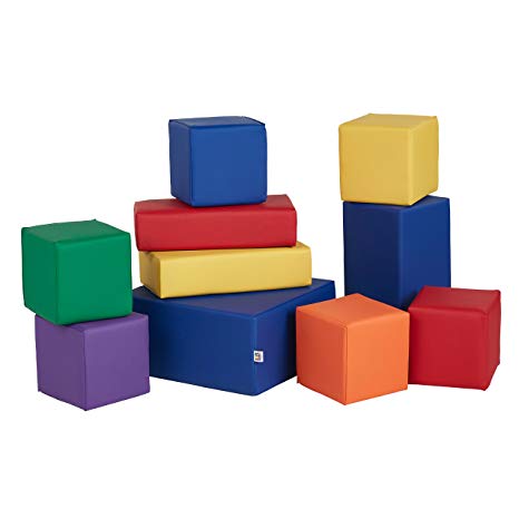 ECR4Kids Softzone Stack-A-Block, Soft Foam Play Set for Kids, Assorted (10-Piece)