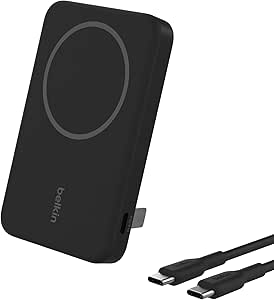 Belkin BoostCharge Pro Wireless Power Bank 5K w/ Qi2, MagSafe Compatible   Built-in Pop-up Kickstand - Compatible w/iPhone 15, 15 Plus, 15 Pro, 15 Pro Max, iPhone 14, and More - Black