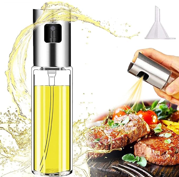 Bounce Oil Sprayer for Cooking 100ml Oil Spray Bottle Versatile Glass for Cooking Baking Roasting Grilling with Silicone Oli Brush