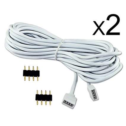 Esco-Lite 2PCS 5M 164ft 4Pins Extension cable connect female plug to led strip lights RGB 5050 3528SMD with 4pcs pins free