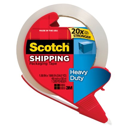 Scotch Heavy Duty Shipping Packaging Tape with Refillable Dispenser, 1.88 in x 54.6 yd (3850-RD)