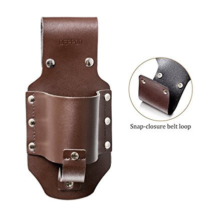 Deppon Cowboy Premium Leather Classic Beer Beverage Holster for Traveling Hiking Camping Beach Barbeques (Detachable)