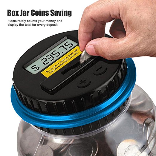Digital Coin Bank Savings Jar with LCD Display - Automatic Coin Counter all U.S. Coins