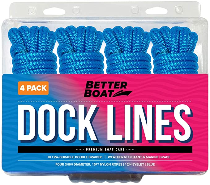 Dock Lines Boat Ropes for Docking 3/8" Line Braided Mooring Marine Rope 15FT